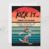 Skateboard Retro Sunset Photo Boys Birthday Party