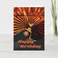 Skateboard Robot Birthday Card