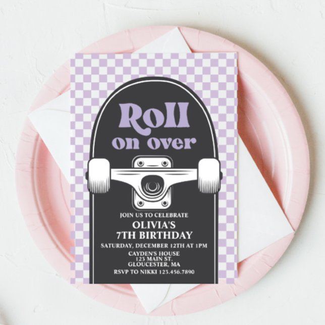Skateboard Roll on over Birthday Invitation (Creator Uploaded)