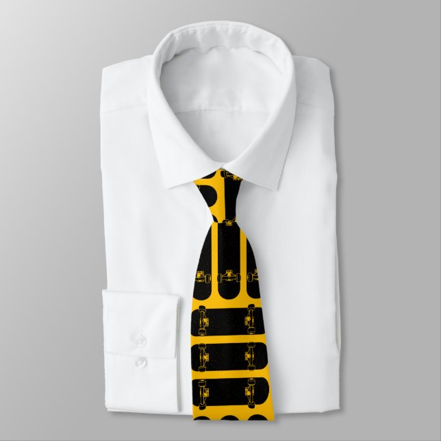 Skateboard Rows Pattern on Orange Tie (Tied)