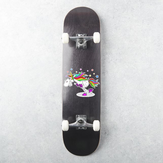 Skateboard RUNNING rainbow unicorn sticker  (Skateboard)