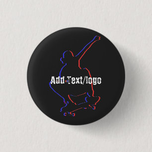 Skateboard Silhouette Custom Add Your Text 3 Cm Round Badge