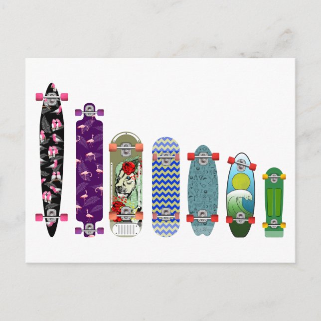 Skateboard Size Comparison Postcard (Front)