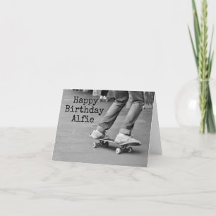 skateboard, skate photo teen name thank you card 