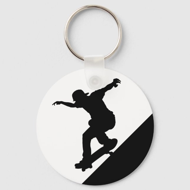 Skateboard Skateboarding Fun Silhouette Key Ring (Front)