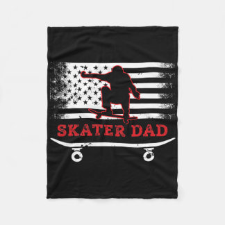 Skateboard Skater Vintage Usa Flag Dad- Skateboard Fleece Blanket