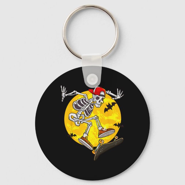 Skateboard Skeleton Funny Halloween Costume Skate  Key Ring (Front)