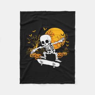 Skateboard Skeleton Halloween Skateboarding Skater Fleece Blanket