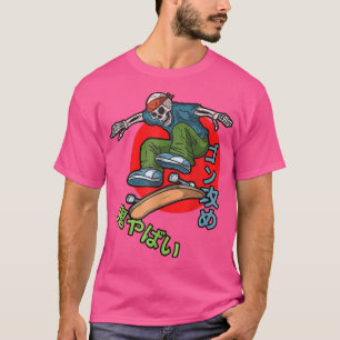 Skateboard Skeleton in Bandanna Japanese Skater Sl T-Shirt