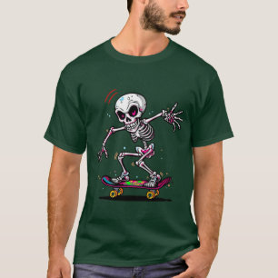 skateboard skull Dark Aesthetic Gothic T-Shirt