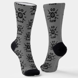 Skateboard Socks Go With The Flow on Grey 
