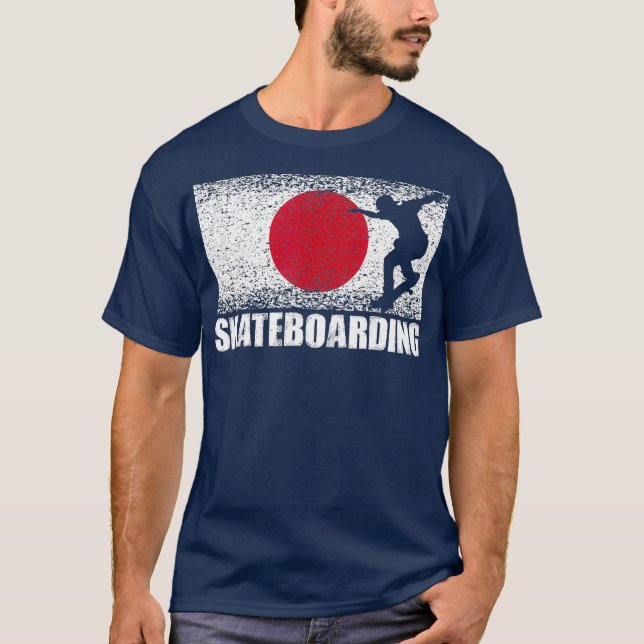 Skateboard Sport Japan Flag Japanese T-Shirt (Front)