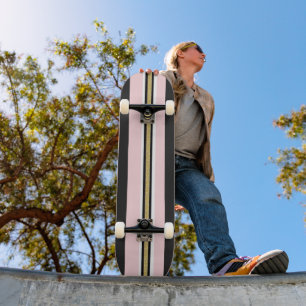 Skateboard Sports Pink & White Gold Black Stripe