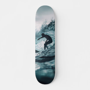 Skateboard Surfer Riding the Sea