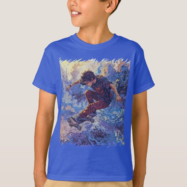 Skateboard Surfing - Skateboarder Design T-Shirt (Front)