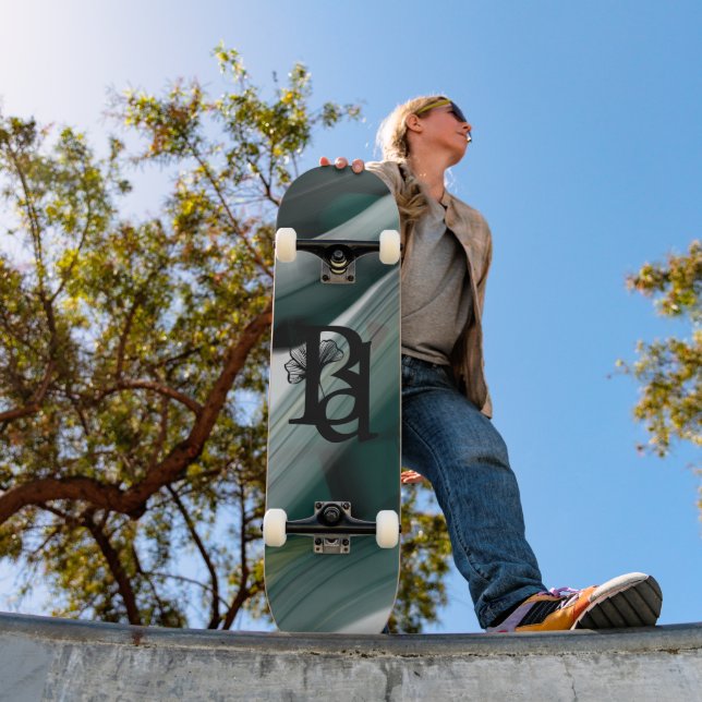 Skateboard Trend Abstract Art Black White Green (Outdoor 1)