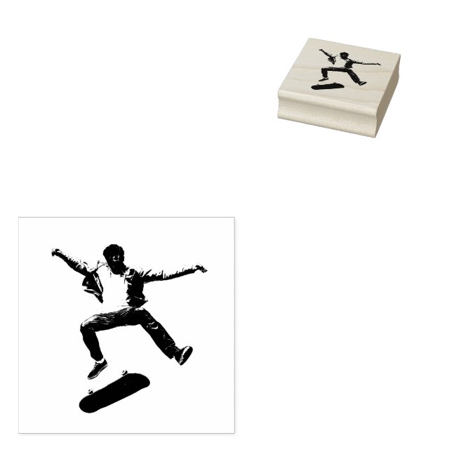 Skateboard vintage rubber stamp (Stamped)