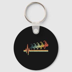 Skateboard Vintage Skate Retro Love Skateboarding Key Ring