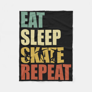 Skateboard Vintage Skater Skateboarding Eat Sleep Fleece Blanket