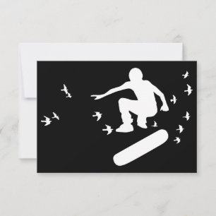 skateboard with birds invitation