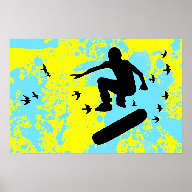 skateboard with birds poster (Front)