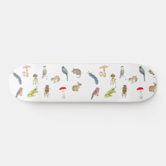 Skateboard with nature illustrations
