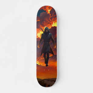 Skateboard with Ninja and Fire 