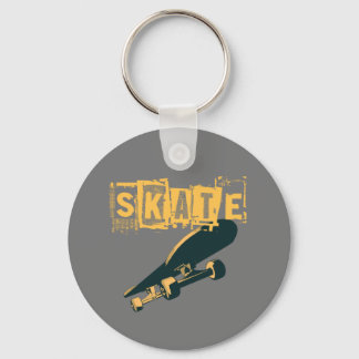 Skateboard with Skate Text Key Ring