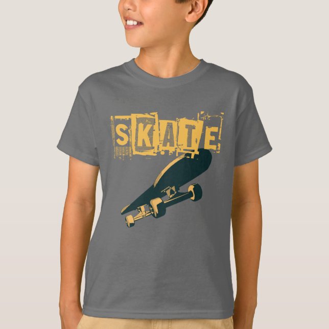 Skateboard with Skate Text T-Shirt (Front)