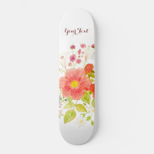 Skateboard with Summer Flowers