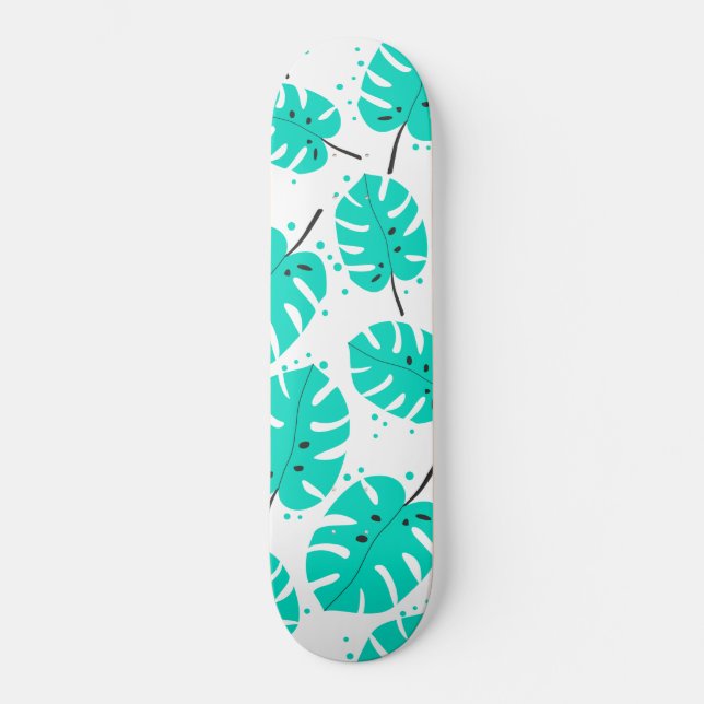 Skateboard with tropical leaves. (Front)