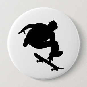 Skateboarder black button 