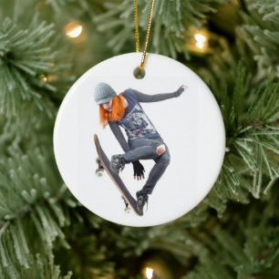 Skateboarder Ceramic Tree Decoration