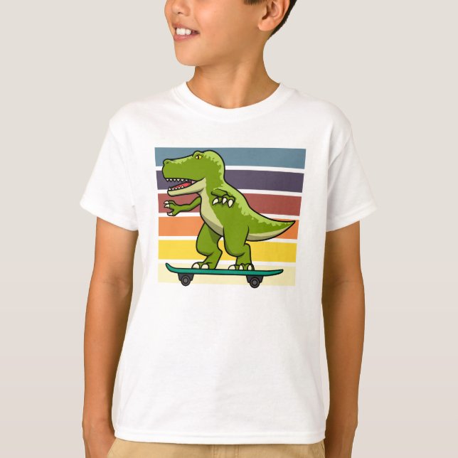 Skateboarder Dinosaur T-Rex  T-Shirt (Front)