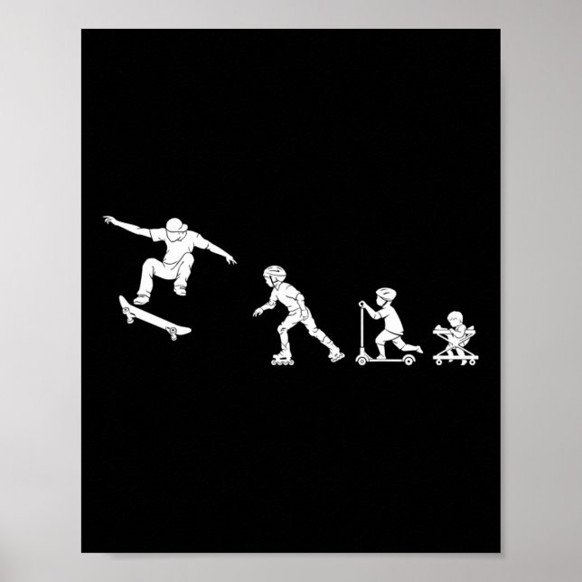 Skateboarder Evolution Gift  Poster (Front)