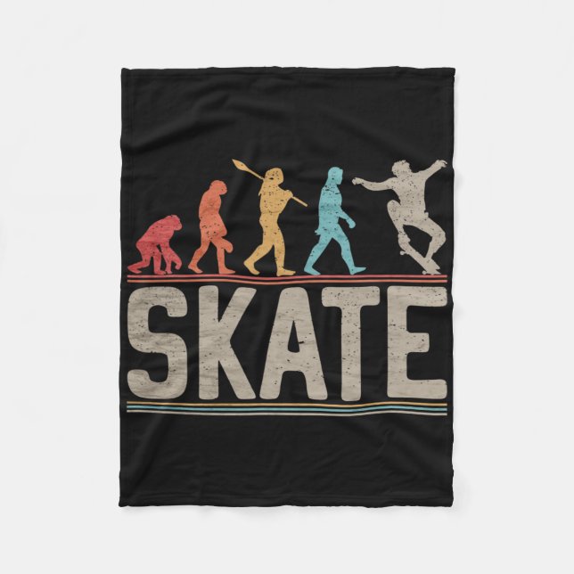 Skateboarder Evolution Skater Skateboard And Skate Fleece Blanket (Front)