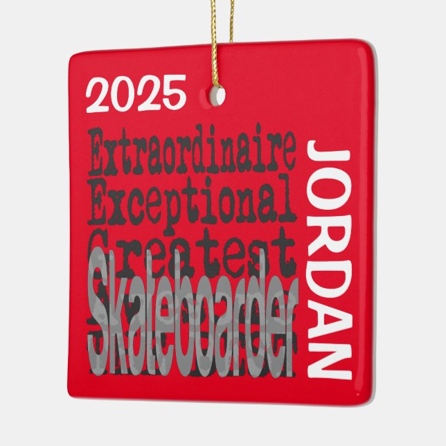Skateboarder Extraordinaire CUSTOM Ceramic Ornament (Left)