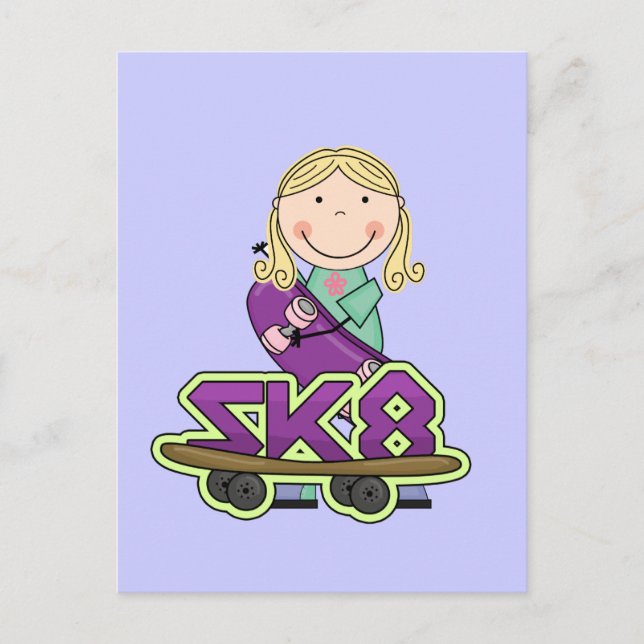 SKATEBOARDER Extreme Sports -Blonde Girl Postcard (Front)