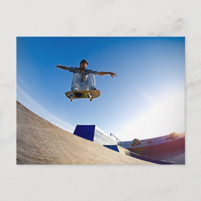 Skateboarder flying postcard (Front)
