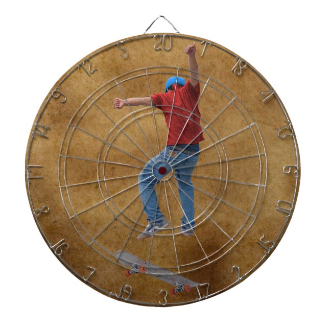 Skateboarder Get Some Air Action Street Kulcha Art Dartboard (Front)