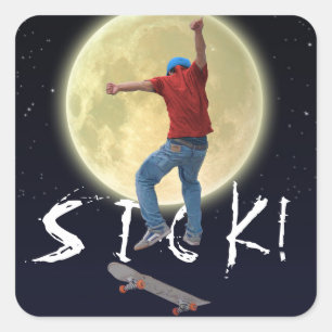 Skateboarder Get Some Air Action Street Kulcha Art Square Sticker