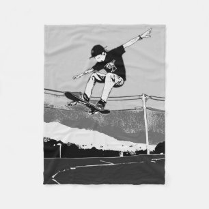 Skateboarder Getting Air - Skateboarder Design Fleece Blanket