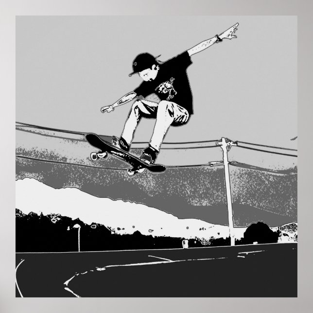Skateboarder Getting Air - Skateboarder Design Poster (Front)