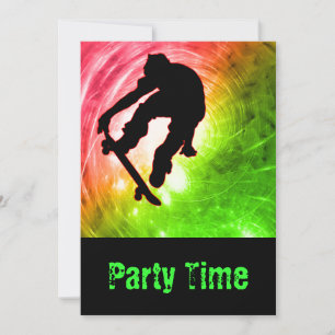Skateboarder in a Psychedelic Cyclone Party Invitation