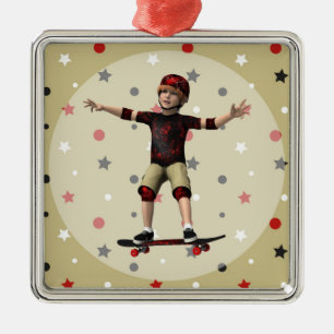 Skateboarder Metal Tree Decoration