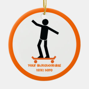 Skateboarder on his skateboard custom ceramic tree decoration