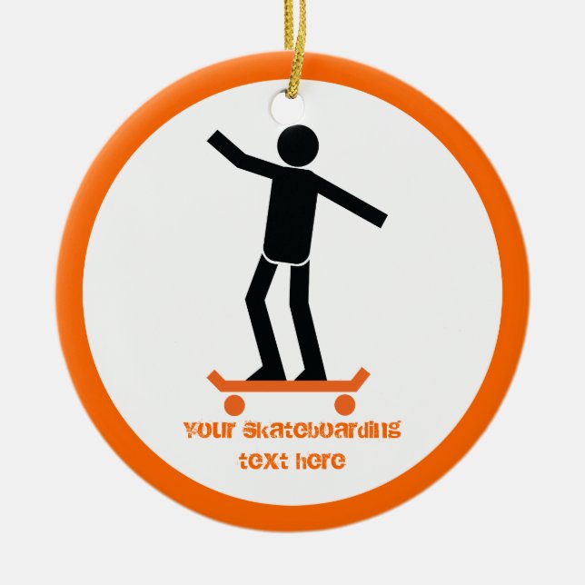 Skateboarder on his skateboard custom ceramic tree decoration (Front)