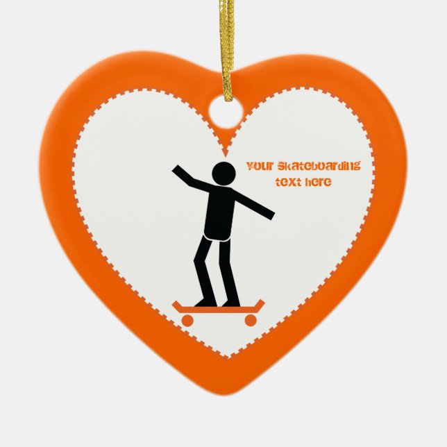 Skateboarder on his skateboard custom ceramic tree decoration (Front)