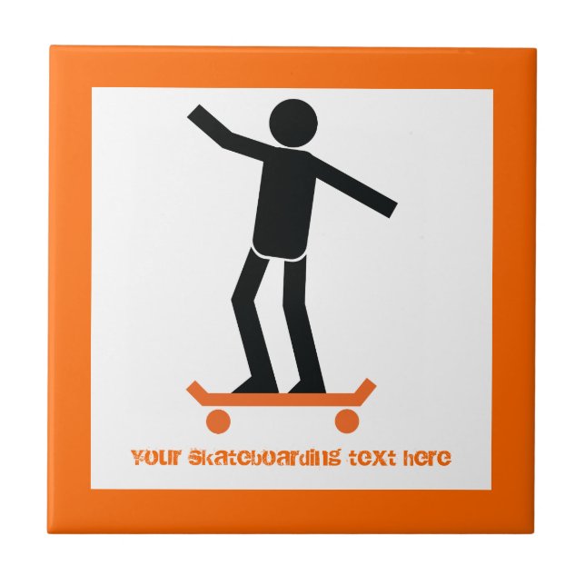 Skateboarder on his skateboard custom tile (Front)