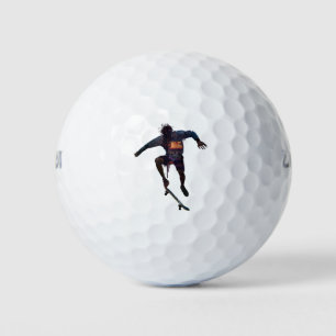 Skateboarder silhouette urban design golf balls
